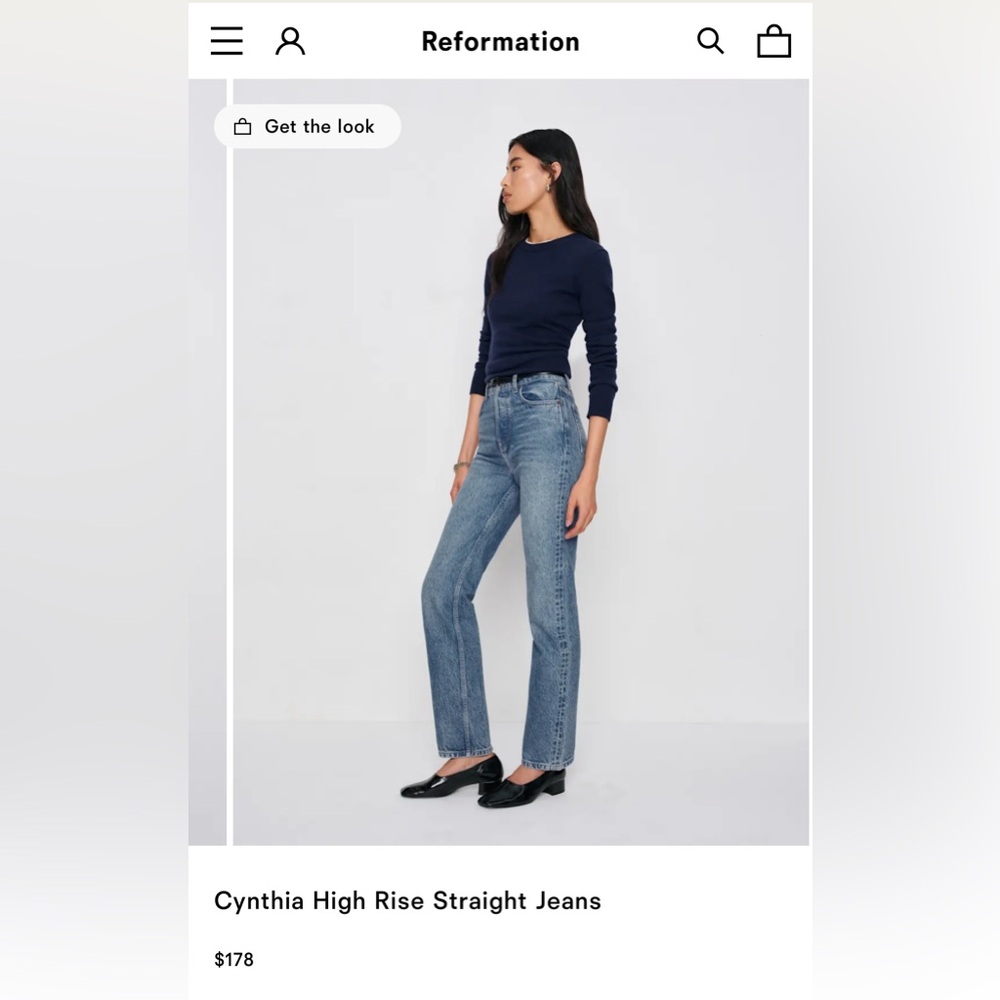 Reformation Blue High Rise Straight Jeans